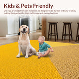 Ultra Soft Area Rug, Non Slip, Stain Resistant, Washable Area Rugs for Living Room, Bedroom, Contemporary Bold Yellow Kids Playroom Durable Rug(Yellow)