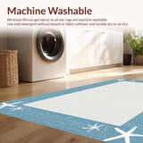 Ultra Soft Area Rug, Non Slip, Stain Resistant, Washable Area Rugs for Living Room, Bedroom, Rustic Striped Coastal Charm(Blue)