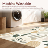 Ultra Soft Area Rug, Non Slip, Stain Resistant, Washable Area Rugs for Living Room, Bedroom, Safari Grove Area with Whimsical Animal Motifs and Neutral Leaf Accents(Beige)