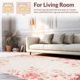 Ultra Soft Area Rug, Non Slip, Stain Resistant, Washable Area Rugs for Living Room, Bedroom, Rose Cozy Modern Aesthetic(Beige)