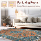 Ultra Soft Area Rug, Non Slip, Stain Resistant, Washable Area Rugs for Living Room, Bedroom, Whimsical Colorful Trellis Design(Orange)
