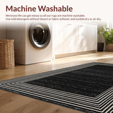 Ultra Soft Area Rug, Non Slip, Stain Resistant, Washable Area Rugs for Living Room, Bedroom, High Traffic Black Boho Dining Area Carpet(Black)