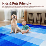 Ultra Soft Area Rug, Non Slip, Stain Resistant, Washable Area Rugs for Living Room, Bedroom, Vibrant Fluid Pattern Play(Blue)
