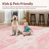 Ultra Soft Area Rug, Non Slip, Stain Resistant, Washable Area Rugs for Living Room, Bedroom, Sweet Whimsical Heart Pattern(Pink)