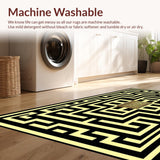 Ultra Soft Area Rug, Non Slip, Stain Resistant, Washable Area Rugs for Living Room, Bedroom, Sleek Black Geometric Elegance(Black)