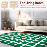 Ultra Soft Area Rug, Non Slip, Stain Resistant, Washable Area Rugs for Living Room, Bedroom, Modern Abstract Checker Motif(Green)