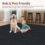 Ultra Soft Area Rug, Non Slip, Stain Resistant, Washable Area Rugs for Living Room, Bedroom, Elegant Monochrome Lattice Arrangement(Black)