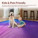 Ultra Soft Area Rug, Non Slip, Stain Resistant, Washable Area Rugs for Living Room, Bedroom, Gradient Purple Blue Nursery Soft High Pile Rug(Purple)