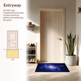 Ultra Soft Area Rug, Non Slip, Stain Resistant, Washable Area Rugs for Living Room, Bedroom, Futuristic Stellar Graphic Arrangement(Blue)