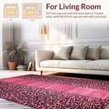 Ultra Soft Area Rug, Non Slip, Stain Resistant, Washable Area Rugs for Living Room, Bedroom, Trendy Soft Animal Print Charm(Pink)