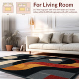 Ultra Soft Area Rug, Non Slip, Stain Resistant, Washable Area Rugs for Living Room, Bedroom, Abstract Black Geometric Living Room Area Rug(Black)