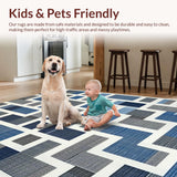 Ultra Soft Area Rug, Non Slip, Stain Resistant, Washable Area Rugs for Living Room, Bedroom, Stylish Modern Symmetrical Elements(Blue)