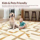 Beige Geometric Modern Indoor Area(Beige)