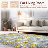 Ultra Soft Area Rug, Non Slip, Stain Resistant, Washable Area Rugs for Living Room, Bedroom, Contemporary Soft Hue Blooms(Gray)