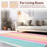Ultra Soft Area Rug, Non Slip, Stain Resistant, Washable Area Rugs for Living Room, Bedroom, Rainbow Stripe Area Rug Pastel Dreamland Kids Rug(Blue)