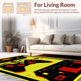 Ultra Soft Area Rug, Non Slip, Stain Resistant, Washable Area Rugs for Living Room, Bedroom, Lively Graphic Playroom Accent(Yellow)