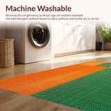 Ultra Soft Area Rug, Non Slip, Stain Resistant, Washable Area Rugs for Living Room, Bedroom, Vibrant Striped Entryway Rug for Minimalist Homes(Orange)