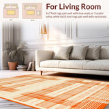 Ultra Soft Area Rug, Non Slip, Stain Resistant, Washable Area Rugs for Living Room, Bedroom, Chic Vibrant Curvilinear Motif(Orange)