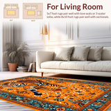 Ultra Soft Area Rug, Non Slip, Stain Resistant, Washable Area Rugs for Living Room, Bedroom, Eclectic Bright Animal Motif Design(Orange)