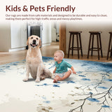Ultra Soft Area Rug, Non Slip, Stain Resistant, Washable Area Rugs for Living Room, Bedroom, Dreamy Garden Bath with Artistic Watercolor Flower Impressions(Blue)