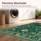 Ultra Soft Area Rug, Non Slip, Stain Resistant, Washable Area Rugs for Living Room, Bedroom, Eclectic Abstract Jungle Motif(Green)