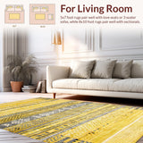 Ultra Soft Area Rug, Non Slip, Stain Resistant, Washable Area Rugs for Living Room, Bedroom, Stylish Earthy Toned Geometric Art(Gold)