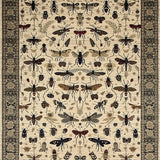 Ultra Soft Area Rug, Non Slip, Stain Resistant, Washable Area Rugs for Living Room, Bedroom, Classic Earth Tones with Insects(Beige)