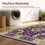 Ultra Soft Area Rug, Non Slip, Stain Resistant, Washable Area Rugs for Living Room, Bedroom, Ornate Floral Runner for Entryway(Purple)