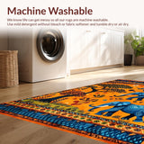 Ultra Soft Area Rug, Non Slip, Stain Resistant, Washable Area Rugs for Living Room, Bedroom, Bright Cheerful Nature Inspired Rug(Orange)