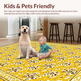 Ultra Soft Area Rug, Non Slip, Stain Resistant, Washable Area Rugs for Living Room, Bedroom, Stylish Black and Brown Pattern(Yellow)