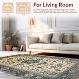 Ultra Soft Area Rug, Non Slip, Stain Resistant, Washable Area Rugs for Living Room, Bedroom, Rustic Earthy Floral Aesthetic(Beige)