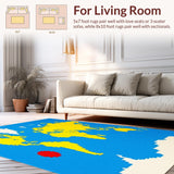 Ultra Soft Area Rug, Non Slip, Stain Resistant, Washable Area Rugs for Living Room, Bedroom, Fun Geometric Number Theme(Blue)