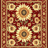 Ultra Soft Area Rug, Non Slip, Stain Resistant, Washable Area Rugs for Living Room, Bedroom, Warm Red Floral Harmony Style(Red)