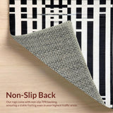 Ultra Soft Area Rug, Non Slip, Stain Resistant, Washable Area Rugs for Living Room, Bedroom, Monochrome Linear Weave Rug with Bold Alternating Stripes and Contrast(Black)