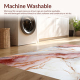 Ultra Soft Area Rug, Non Slip, Stain Resistant, Washable Area Rugs for Living Room, Bedroom, Elegant Abstract Rose Gold Swirls(White)