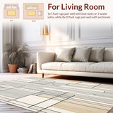 Abstract Line Art Area in Muted Beige and Grey Palette(Beige)