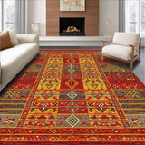 Ultra Soft Area Rug, Non Slip, Stain Resistant, Washable Area Rugs for Living Room, Bedroom, Rustic Multicolored Braided Texture(Red)