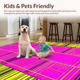 Ultra Soft Area Rug, Non Slip, Stain Resistant, Washable Area Rugs for Living Room, Bedroom, Funky Abstract Shape Arrangement(Pink)