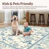 Elegant Vintage Botanical with Beige Background and Light Blue Floral(Beige)