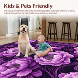 Ultra Soft Area Rug, Non Slip, Stain Resistant, Washable Area Rugs for Living Room, Bedroom, Stylish Modern Botanical Print(Purple)