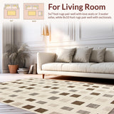 Ultra Soft Area Rug, Non Slip, Stain Resistant, Washable Area Rugs for Living Room, Bedroom, Geometric Cream Wave Motif(Beige)