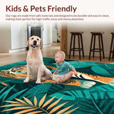 Ultra Soft Area Rug, Non Slip, Stain Resistant, Washable Area Rugs for Living Room, Bedroom, Artistic Abstract Jungle Print(Orange)