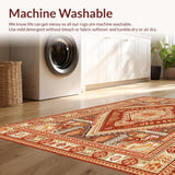 Ultra Soft Area Rug, Non Slip, Stain Resistant, Washable Area Rugs for Living Room, Bedroom, Cozy Textured Vintage Pattern(Orange)