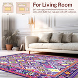 Ultra Soft Area Rug, Non Slip, Stain Resistant, Washable Area Rugs for Living Room, Bedroom, Artful Abstract Mosaic Arrangement(Purple)