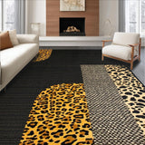 Ultra Soft Area Rug, Non Slip, Stain Resistant, Washable Area Rugs for Living Room, Bedroom, Chic Earthy Toned Leopard Design(Black)