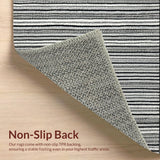 Ultra Soft Area Rug, Non Slip, Stain Resistant, Washable Area Rugs for Living Room, Bedroom, Modern Dash Runner: Monochrome Striped Indoor/Outdoor Carpet(Black)