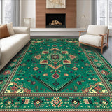 Ultra Soft Area Rug, Non Slip, Stain Resistant, Washable Area Rugs for Living Room, Bedroom, Rustic Warm Toned Tribal Motif(Green)