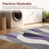 Ultra Soft Area Rug, Non Slip, Stain Resistant, Washable Area Rugs for Living Room, Bedroom, Contemporary Artistic Swirl Design(Purple)