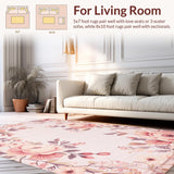 Ultra Soft Area Rug, Non Slip, Stain Resistant, Washable Area Rugs for Living Room, Bedroom, Contemporary Circular Plush Dreamscape(Pink)