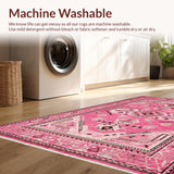 Ultra Soft Area Rug, Non Slip, Stain Resistant, Washable Area Rugs for Living Room, Bedroom, Chic Western Floral Aesthetic(Pink)